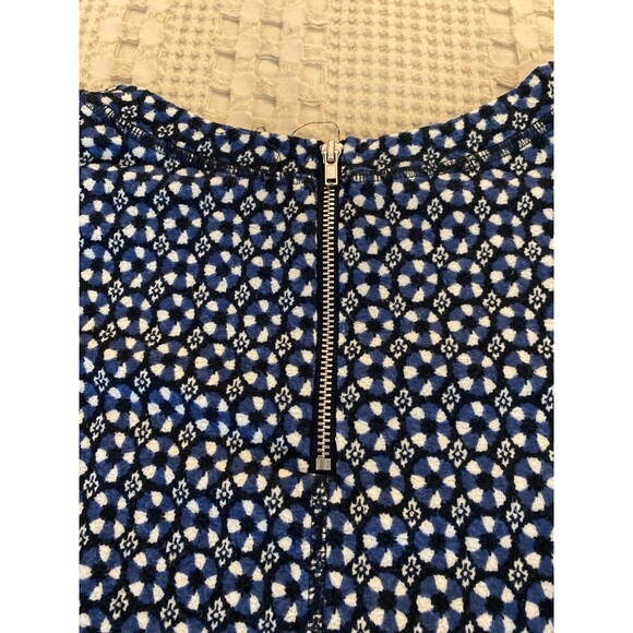 H&M Blouse Navy Black Floral Size X Small ? Stylish Zipper Back Long Sleeve - Picture 2 of 10